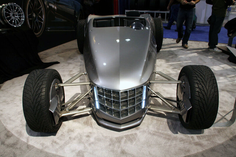 silver concept car on display