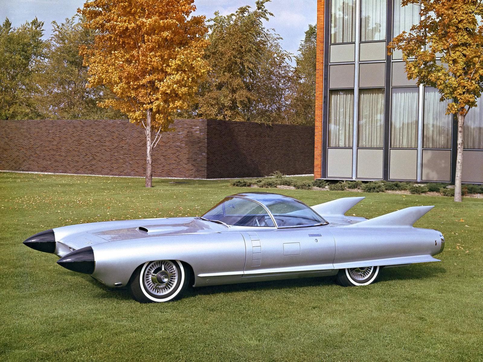 Silver concept car on lawn