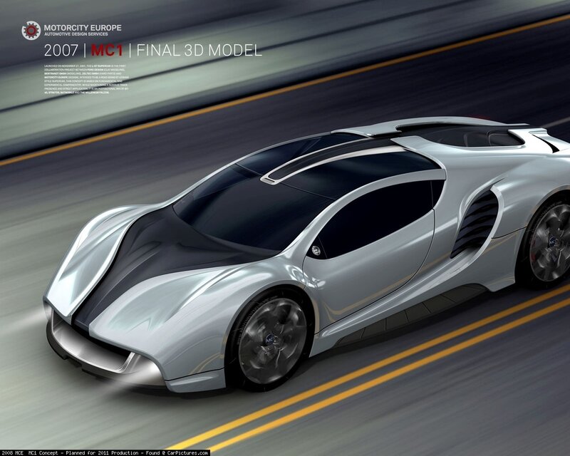 Silver concept car on road