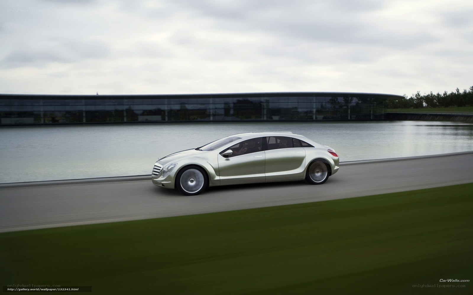 silver concept car on road