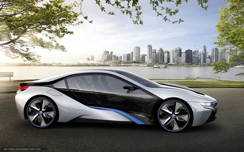 Silver Concept Car — Serene, Afternoon, 3d Render, City Skyline, River