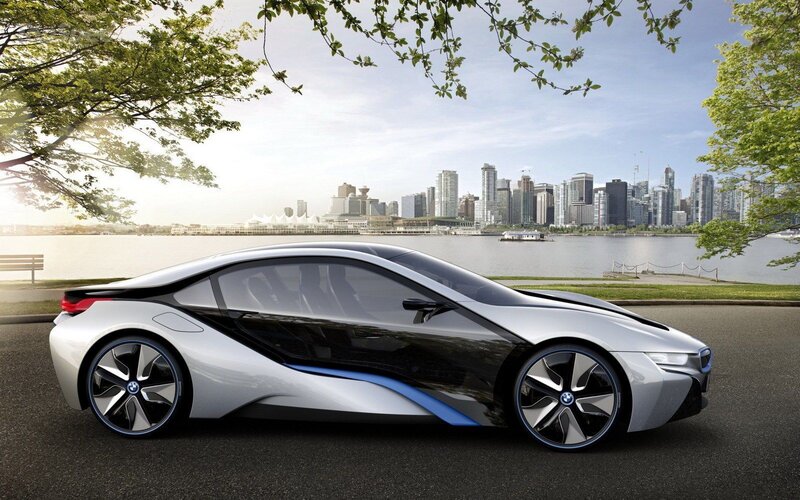 Silver Concept Car — Serene, Afternoon, 3d Render, City Skyline