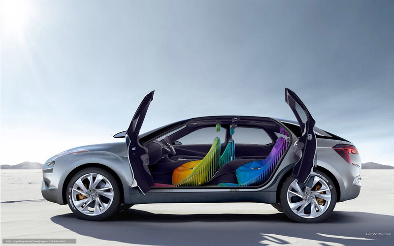 Silver Concept Car — Serene, Afternoon, 3d Render, Open Doors