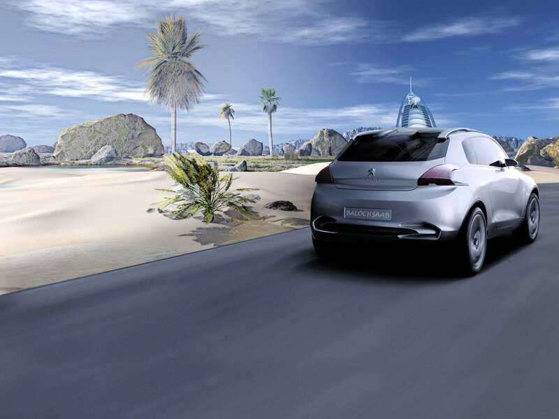 Silver Concept Car — Serene, Afternoon, 3d Render