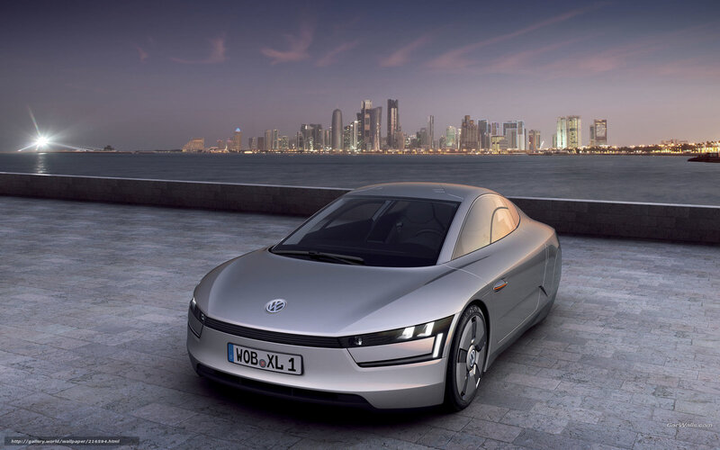 Silver Concept Car — Serene, Sunset, 3d Render, City Skyline, Sea, Pavement