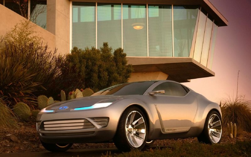 Silver Concept Car — Serene, Sunset, 3d Render, House