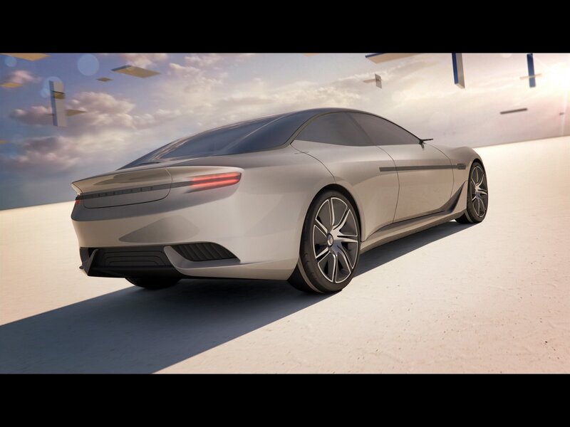 Silver Concept Car — Serene, Sunset, 3d Render, Sky, Ground
