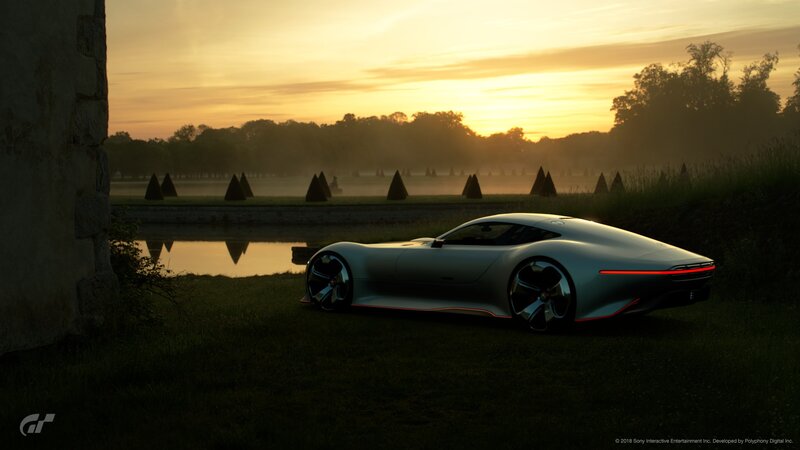 Silver Concept Car — Serene, Sunset, Digital Art
