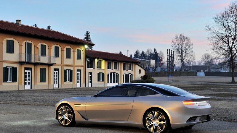 Silver Concept Car — Serene, Sunset, Photograph, Building, Trees