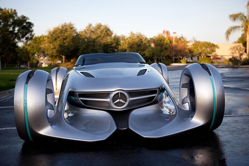 Silver Concept Car — Serene, Sunset, Photograph, Trees, Pavement