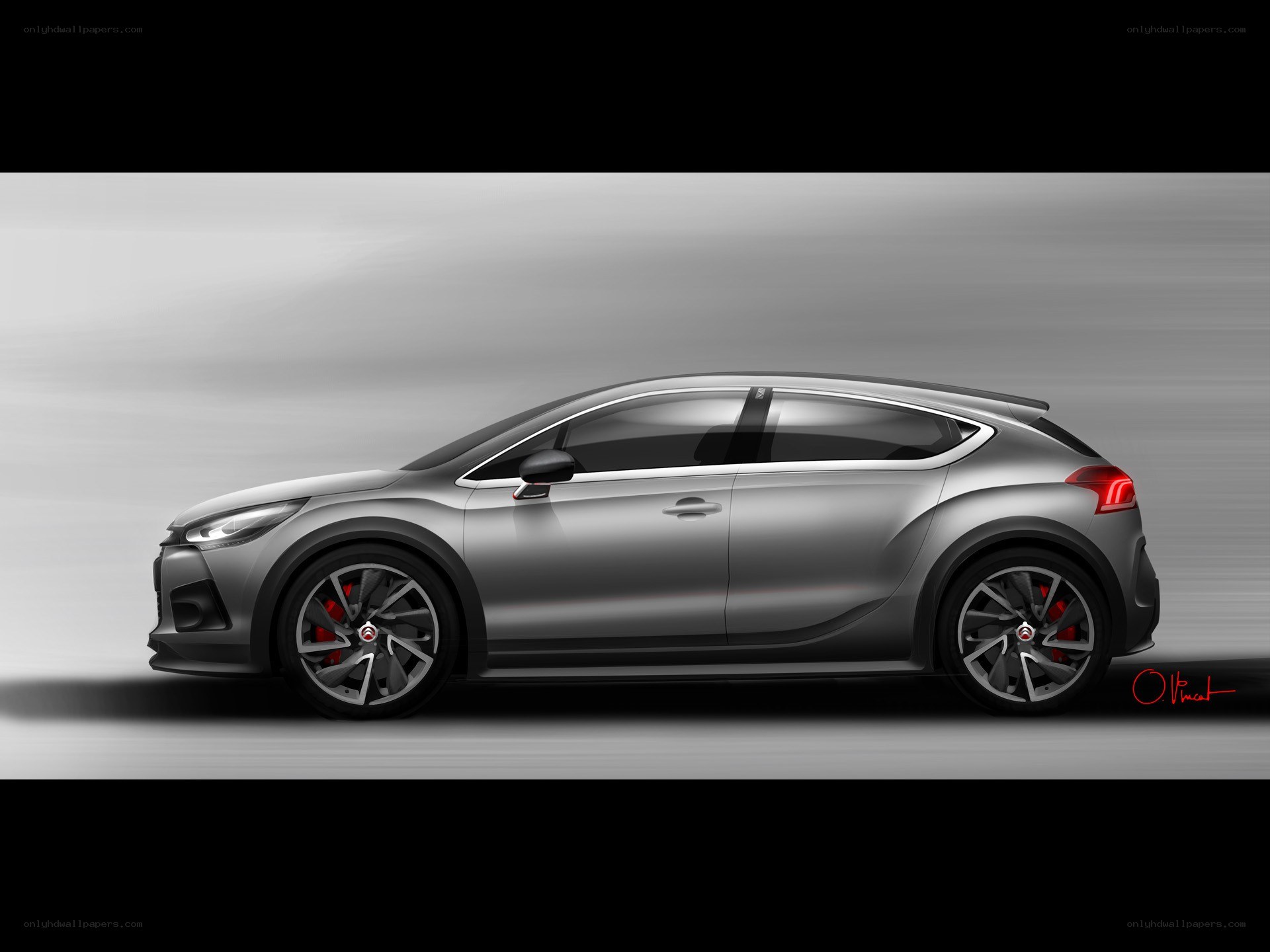 silver concept car side view