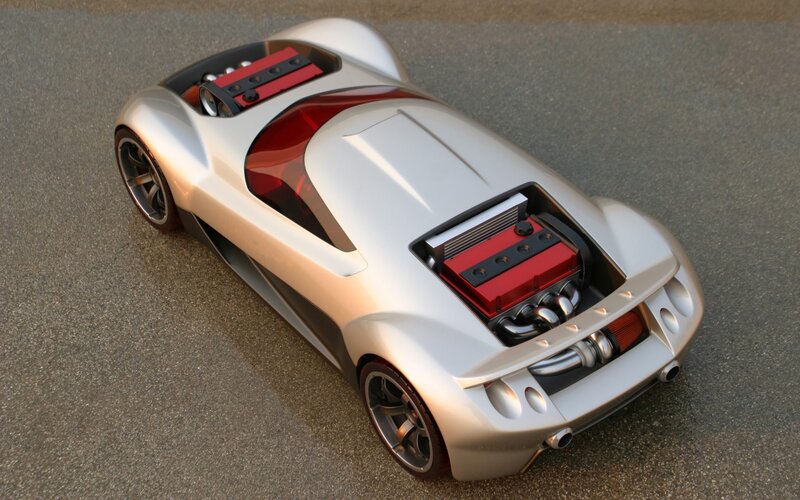 Silver Concept Car — Sleek, Afternoon