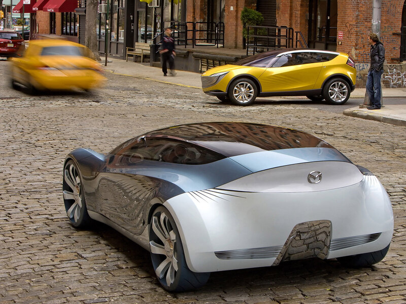 Silver Concept Car — Urban, Afternoon, Photograph, Yellow Taxi