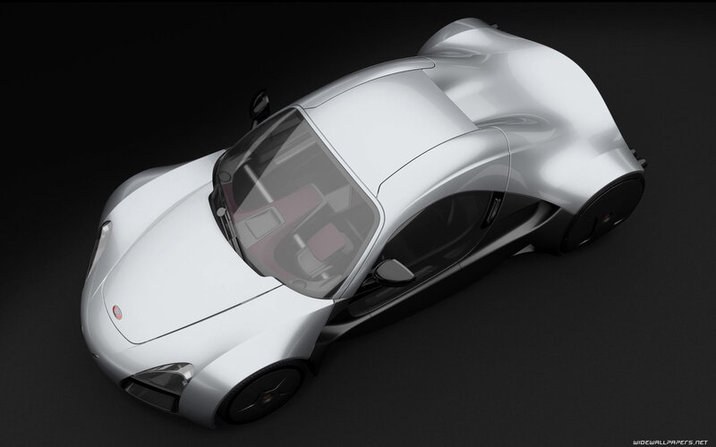 Silver Concept Car — White, Dramatic, 3d Render, Windows