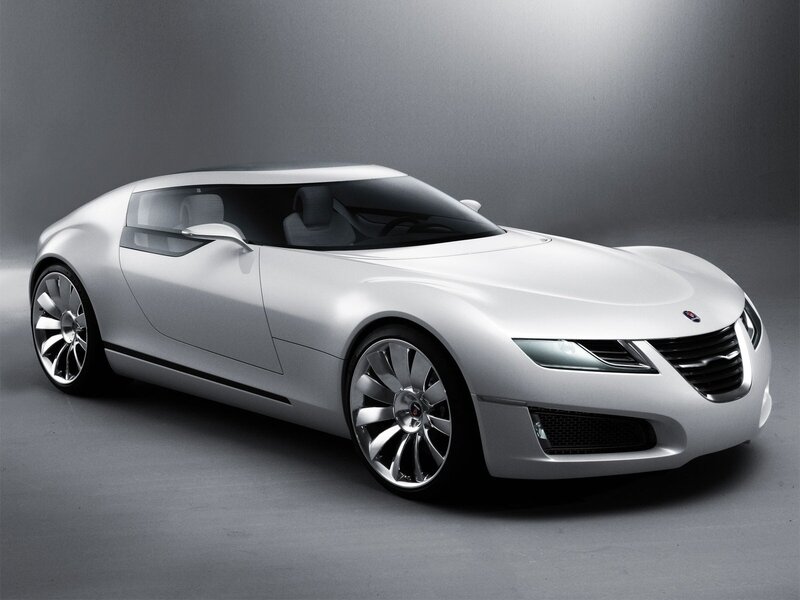 Silver Concept Car — White, Dramatic, Photograph, Wheels, Grille, Gray, Saab