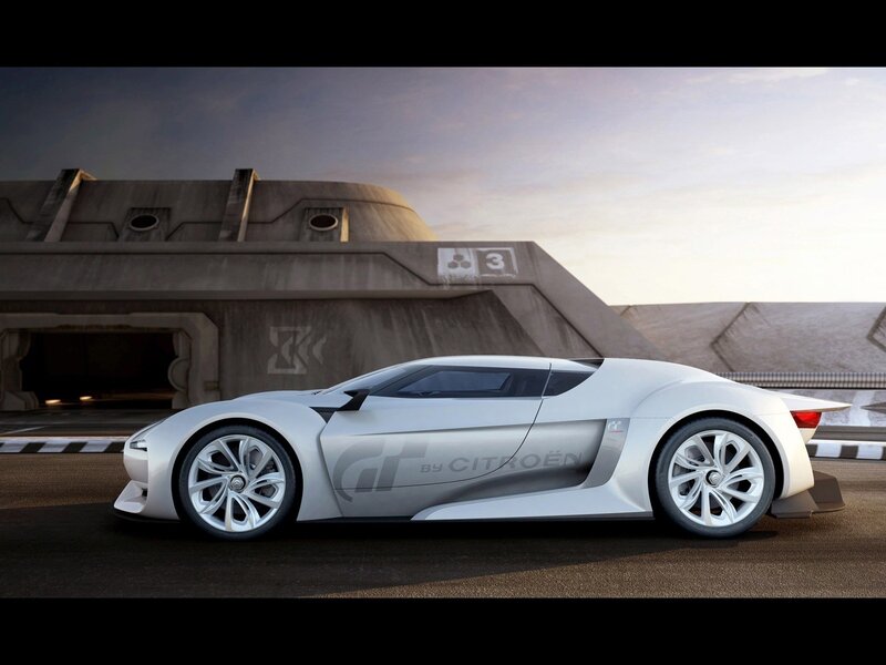 Silver Concept Car — White, Dramatic, Sunset, 3d Render, Building, Tarmac