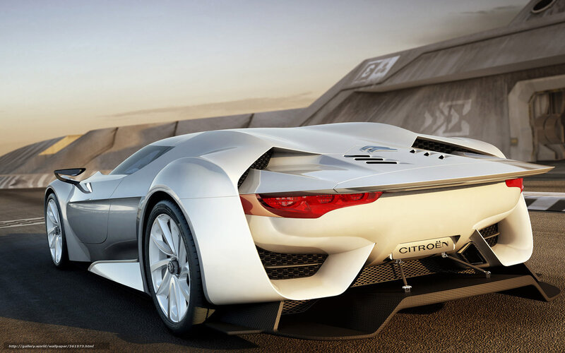 Silver Concept Car — White, Dramatic, Sunset, 3d Render, Race Track, Concrete Structure