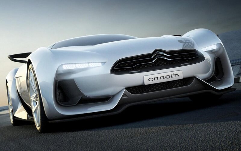 Silver Concept Car — White, Dramatic, Sunset