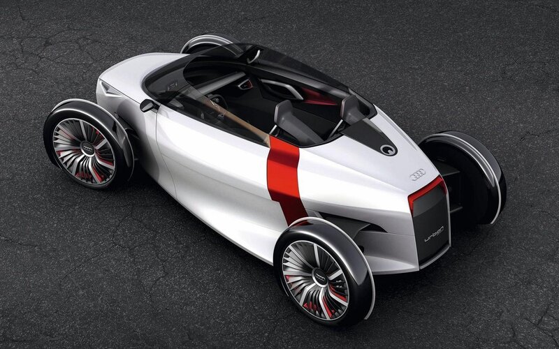 Silver Concept Car — White, Futuristic, 3d Render, Red Stripe, Open Cockpit