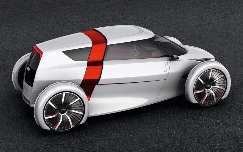 Silver Concept Car — White, Futuristic, 3d Render, Red Stripe