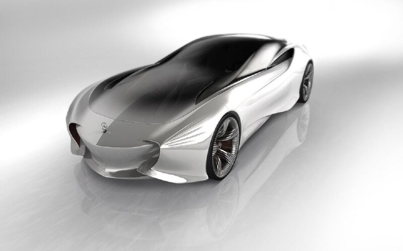 Silver Concept Car — White, Futuristic, 3d Render, Wheel
