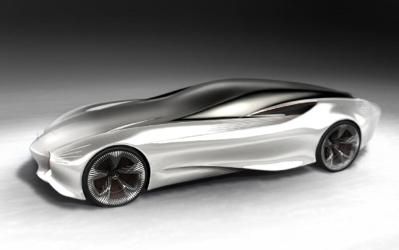 Silver Concept Car — White, Futuristic, 3d Render, Wheels