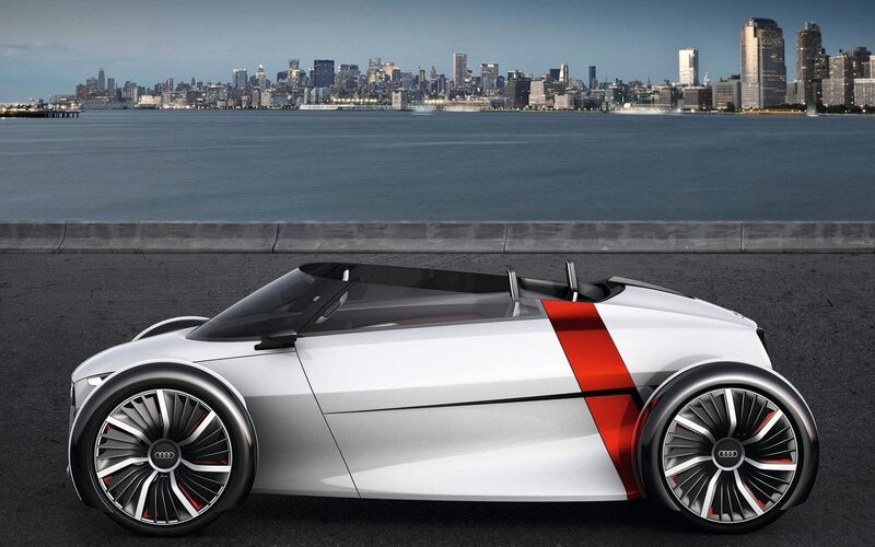 Silver Concept Car — White, Modern, Sunset