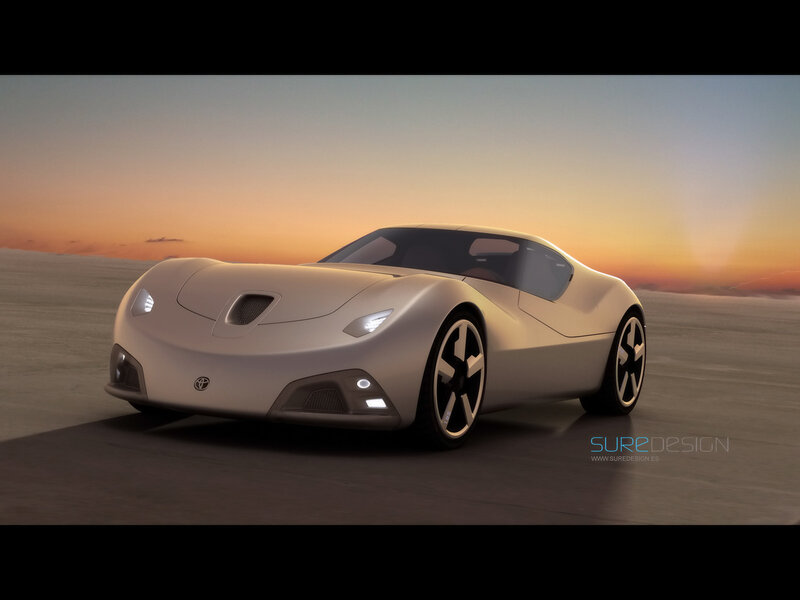Silver Concept Car — White, Serene, Sunset, 3d Render, Desert, Sky