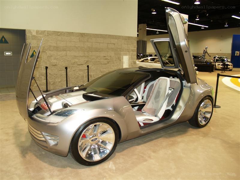 Silver concept car with gullwing doors
