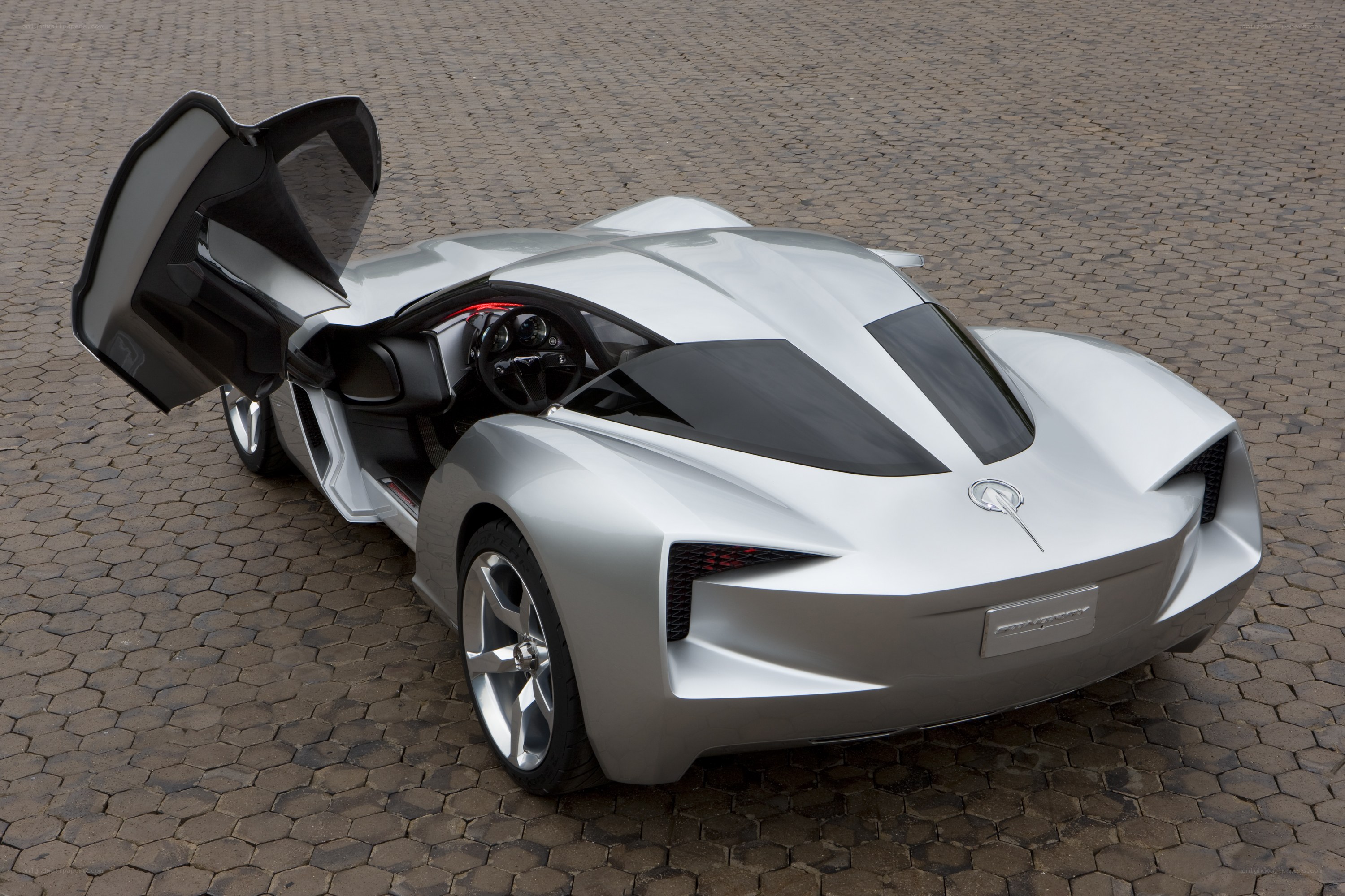 Silver concept car with open door