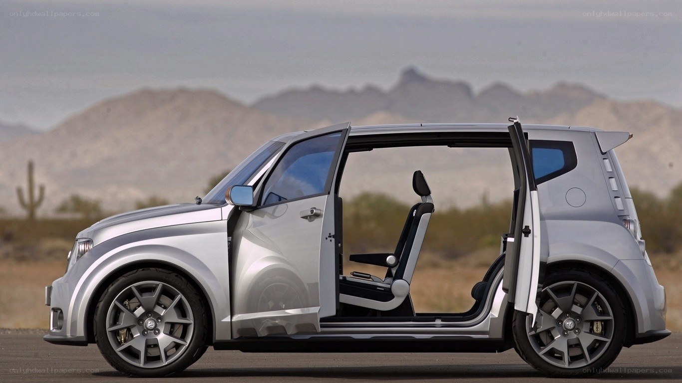 silver concept car with open doors
