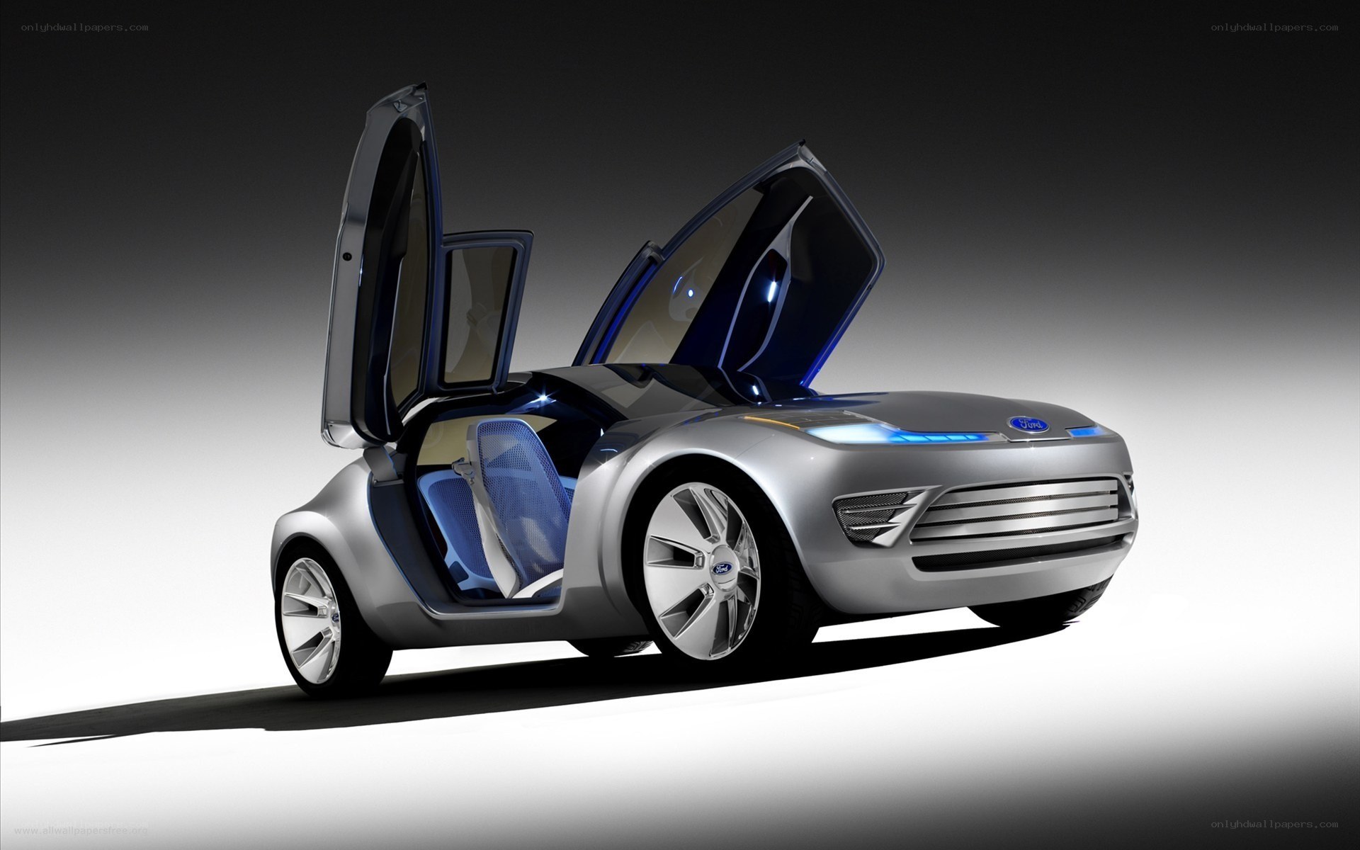 silver concept car with open doors