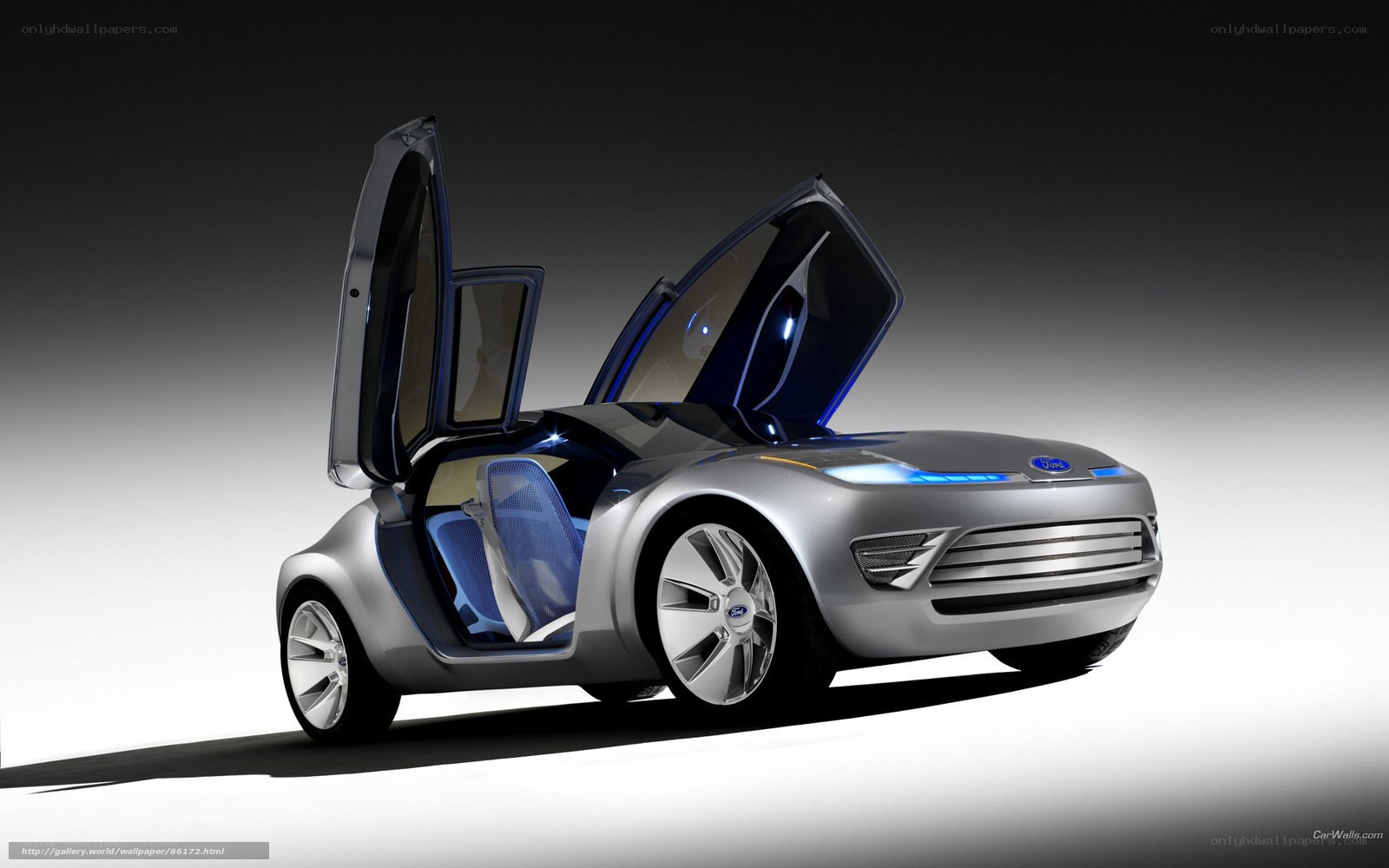 silver concept car with open doors
