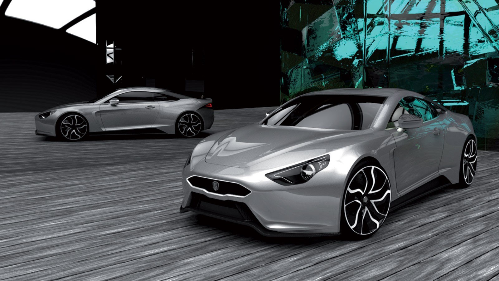 Silver concept cars on display
