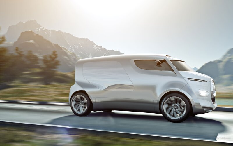 silver concept van on mountain road