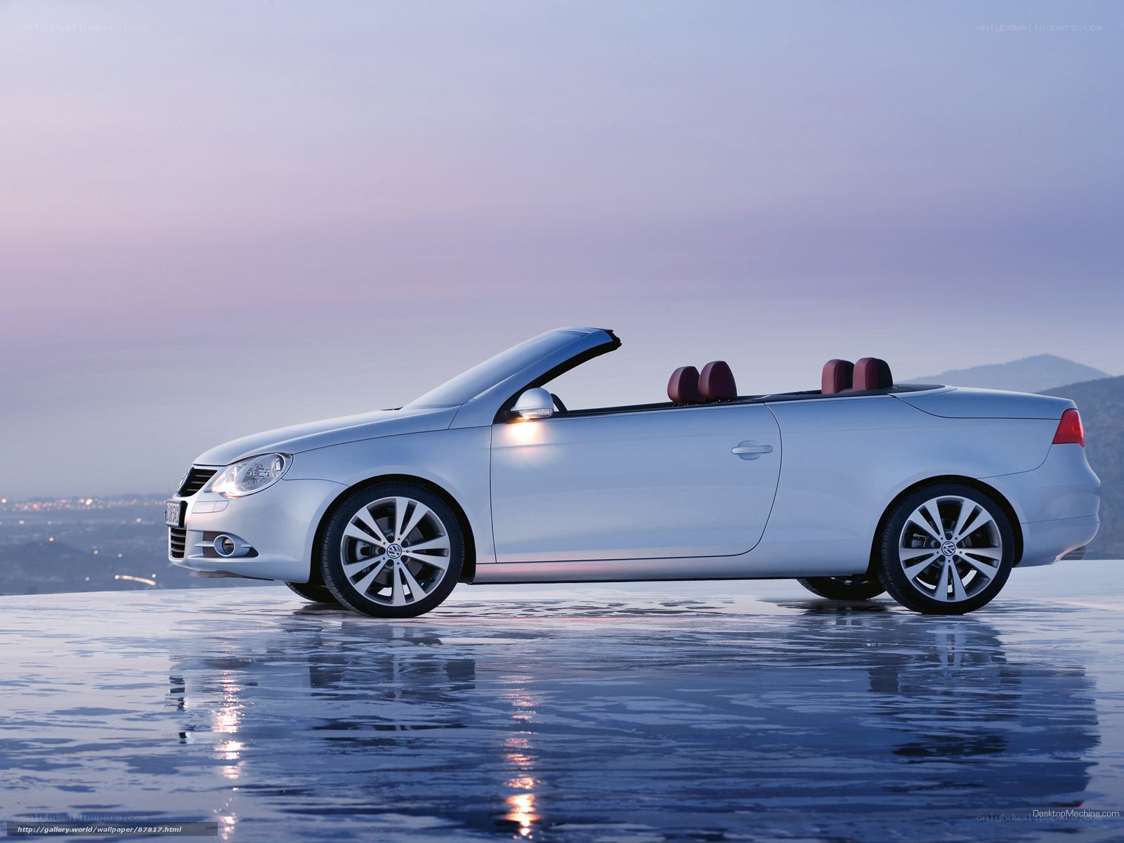 silver convertible car at dusk
