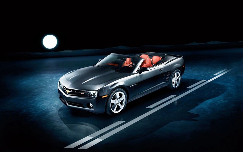 Silver Convertible Car — Black, Dramatic, Night, Photograph, Moon