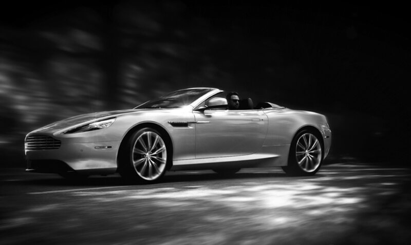 Silver Convertible Car — Black, Dramatic, Night
