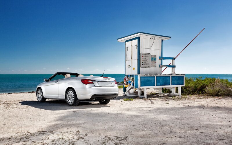 Silver Convertible Car — Blue, Serene, Afternoon, Photograph, Beach Hut