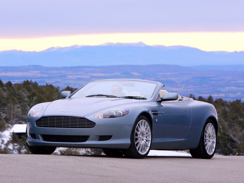 Silver Convertible Car — Blue, Serene, Sunset, Photograph