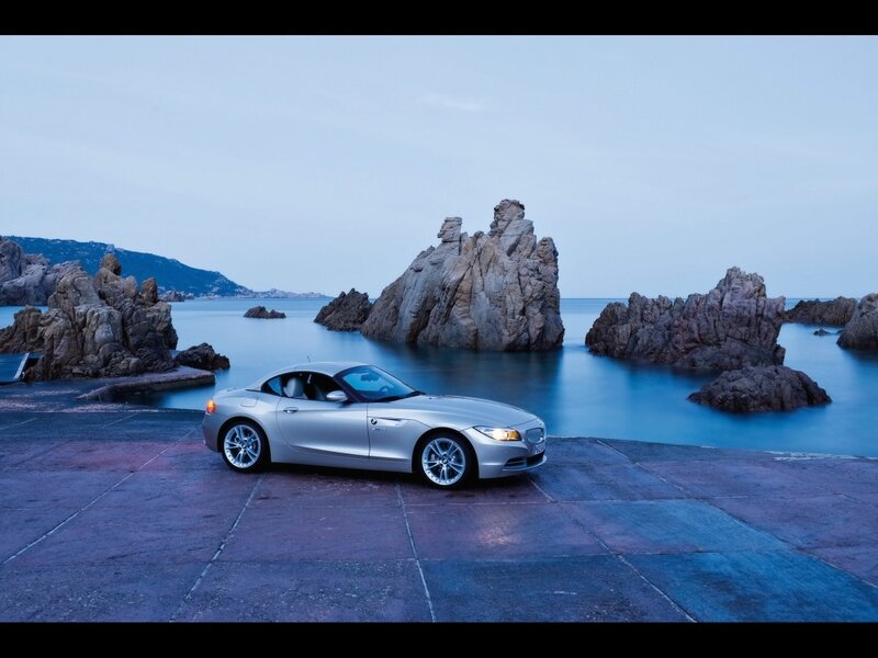 Silver Convertible Car — Blue, Serene