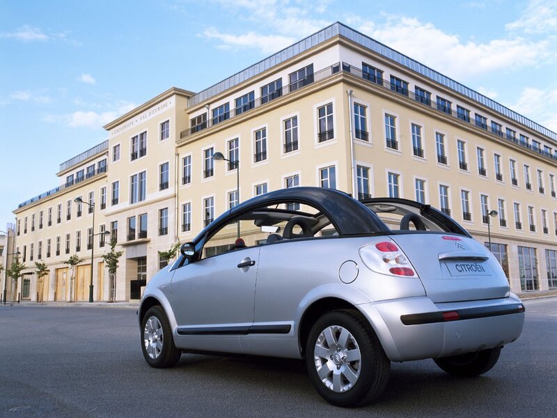 Silver Convertible Car — Calm, Afternoon, Photograph, Building, Street
