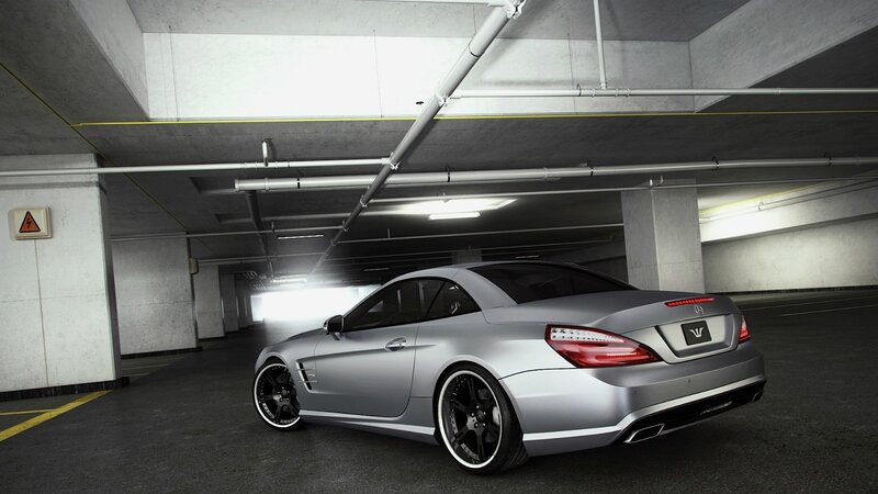 Silver Convertible Car — Dramatic, 3d Render, Underground Garage