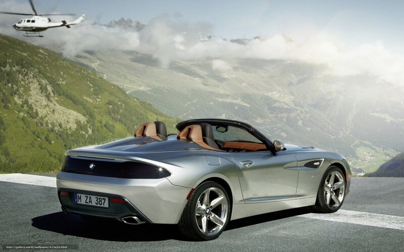 Silver Convertible Car — Dramatic, Afternoon, Photograph, Helicopter, Mountains