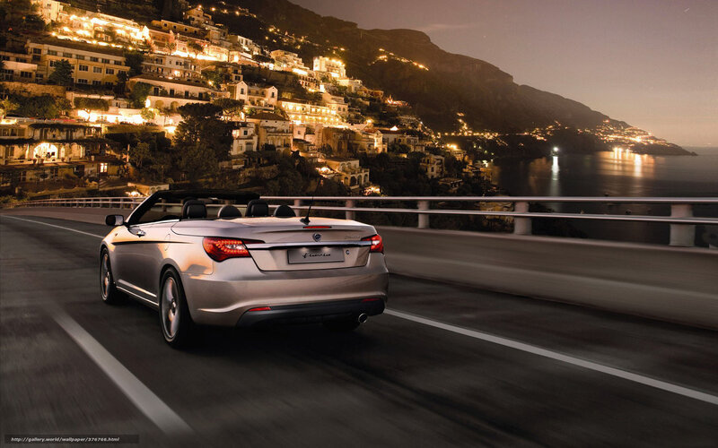 Silver Convertible Car — Dramatic, Night, Photograph, Coastal Town