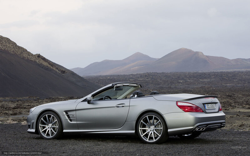 Silver Convertible Car — Dramatic, Photograph, Mountains