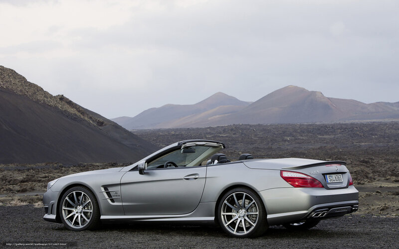 Silver Convertible Car — Dramatic, Photograph, Mountains, Volcanic Landscape