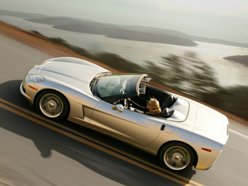 Silver Convertible Car — Dynamic, Afternoon, Photograph, Driver, Road, Lake