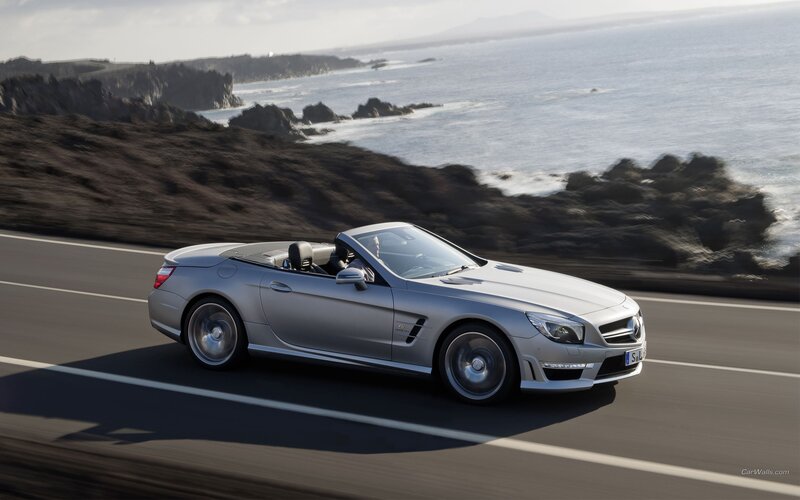 Silver Convertible Car — Dynamic, Afternoon, Photograph, Road, Ocean, Coastline, Blue