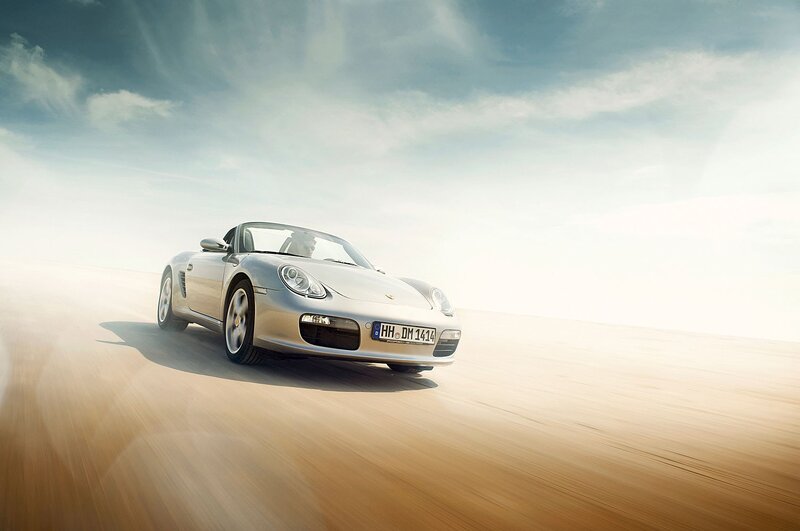 Silver Convertible Car — Dynamic, Afternoon, Photograph, Road, Sky